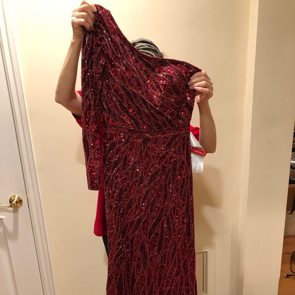 One shoulder sequin gown